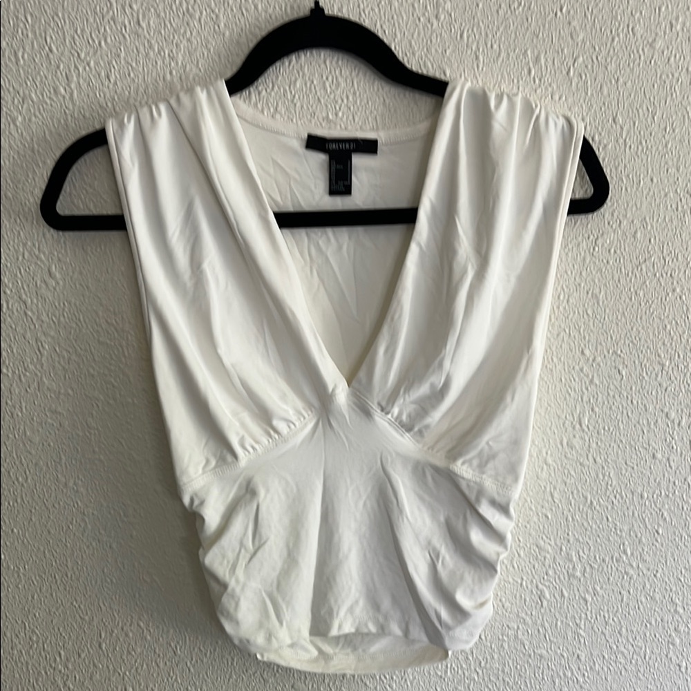 Forever 21 White V-Neck Tank Top